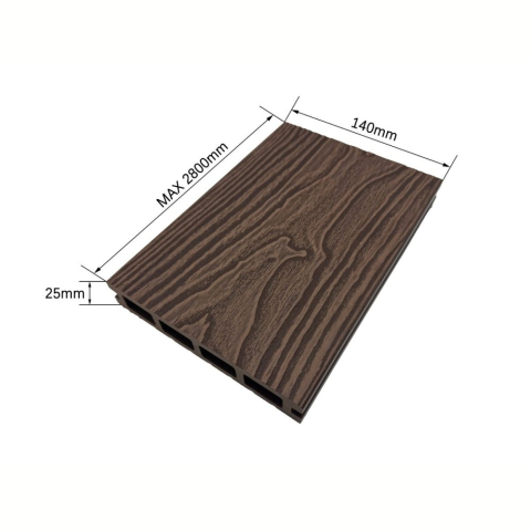 Pardoseala WPC Terasa D7484, antiderapanta, rezistenta UV si inghet, clasa trafic 23, 2800x140x25 mm, Nuc natural [3]