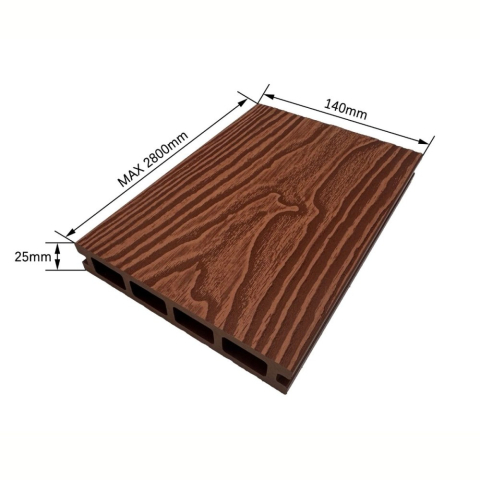 Pardoseala WPC Terasa D7487, antiderapanta, rezistenta UV si inghet, clasa trafic 23, 2800x140x25 mm, Maro roscat [2]