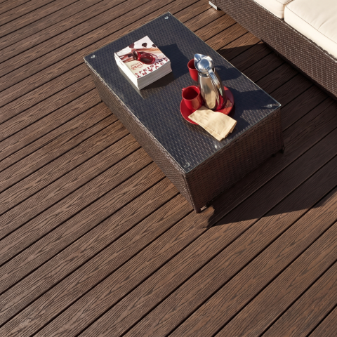 Pardoseala WPC - Pardoseala WPC Terasa D7480, antiderapanta, rezistenta UV si inghet, clasa trafic 23, 2800x140x25 mm, Nuc natural