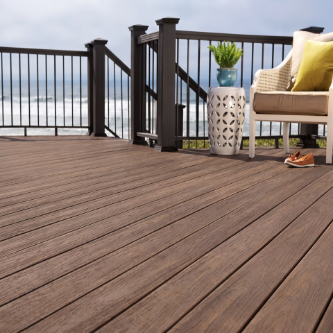 Pardoseala WPC Terasa D7484, antiderapanta, rezistenta UV si inghet, clasa trafic 23, 2800x140x25 mm, Nuc natural [10]