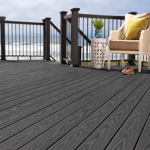 Pardoseala WPC - Pardoseala WPC Terasa D7485, antiderapanta, rezistenta UV si inghet, clasa trafic 23, 2800x140x25 mm, Stejar gri