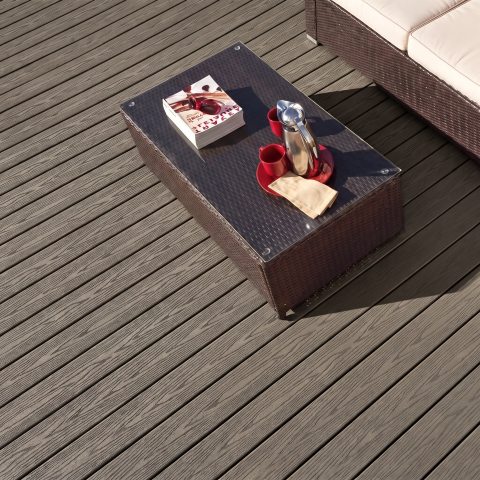 Pardoseala WPC - Pardoseala WPC Terasa D7489, antiderapanta, rezistenta UV si inghet, clasa trafic 23, 2800x140x23 mm, Cenusiu