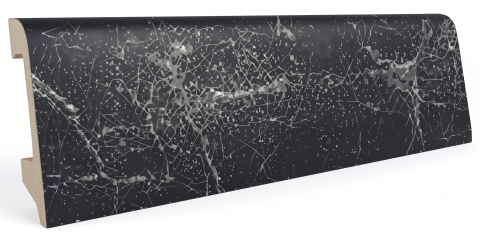 Plinte Polimer (PS) - Plintă colorată polimer (PS) Black-Silver Calacatta, 80 x 14 x 2000 mm, Profiline