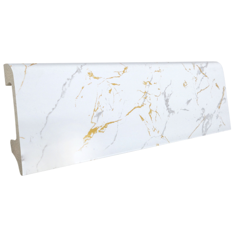 Plinte Polimer (PS) - Plintă colorată polimer (PS) White Calacatta, 80 x 14 x 2000 mm, Profiline