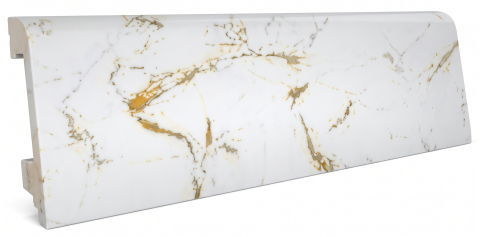 Plinte Polimer (PS) - Plintă colorată polimer (PS) White-Gold Calacatta, 80 x 14 x 2000 mm, Profiline