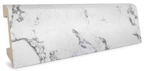 Plinte Polimer (PS) - Plintă colorată polimer (PS) White-Silver Calacatta, 80 x 14 x 2000 mm, Profiline
