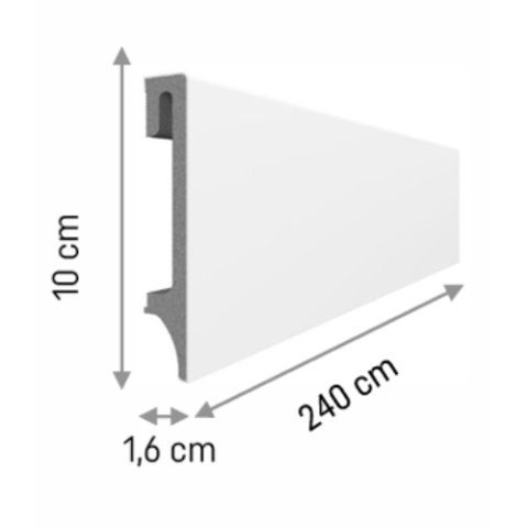 Plintă PVC VOX Espumo pentru parchet, decor Alb - 2400×120×16 mm