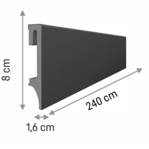 Plintă PVC VOX Espumo pentru parchet, decor Antracit - 2400×80×16 mm