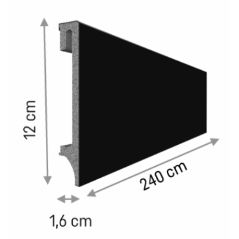 Plintă PVC VOX Espumo pentru parchet, decor Negru - 2400×120×16 mm