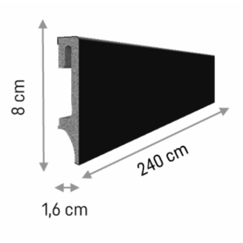 Plintă PVC VOX Espumo pentru parchet, decor Negru - 2400×80×16 mm