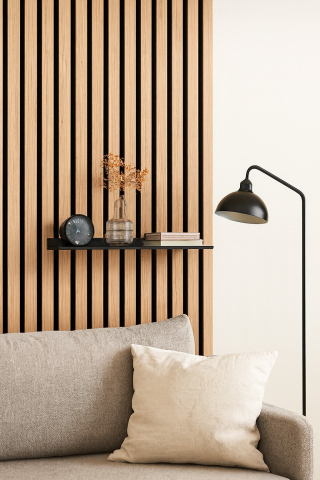 Riflaje Decorative - Poliță din metal Frida pentru panouri acustice lamelare, Negru