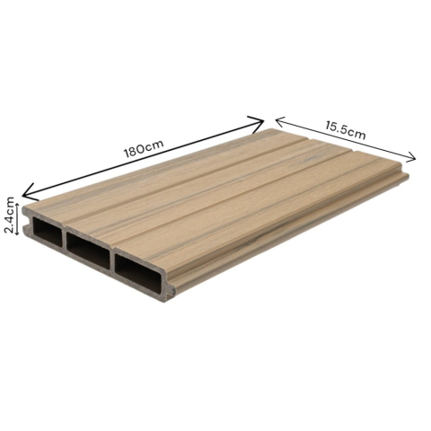 Profil gard WPC compozit lemn-plastic D6473, rezistent UV si inghet -40C/+60C, 1800x155x24 mm, Crem [11]