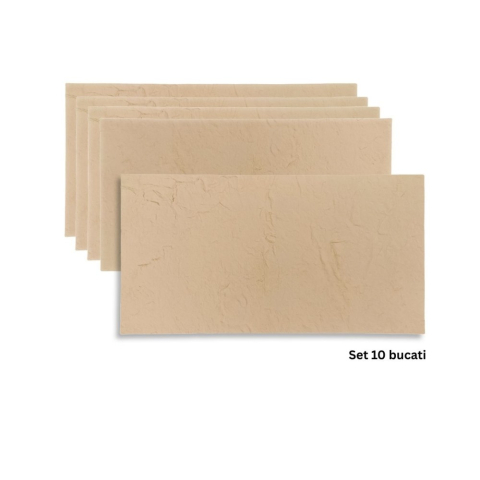 Panouri Decorative Exterior - Set 10 panouri decorative flexibile din praf de piatra D7317, ignifuge, strat ceramic UV, 1200x600x2 mm, Alb