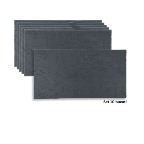 Panouri Decorative Exterior - Set 10 panouri decorative flexibile din praf de piatra D7320, ignifuge, strat ceramic UV, 1200x600x2 mm, Gri inchis