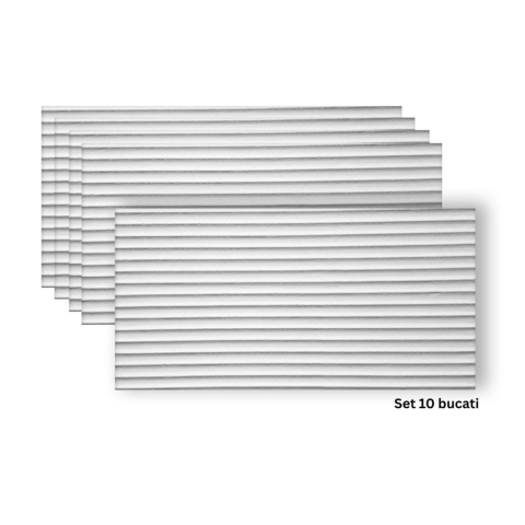 Panouri Decorative Exterior - Set 10 panouri decorative flexibile din praf de piatra D7359, ignifuge, strat ceramic UV, 1200x600x2 mm, Alb