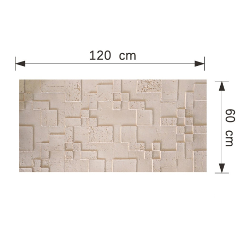 Set 10 panouri decorative flexibile din praf de piatra D7363, ignifuge, strat ceramic UV, 1200x600x2 mm, Crem deschis [2]