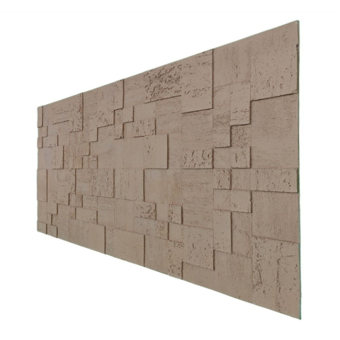 Set 10 panouri decorative flexibile din praf de piatra D7364, ignifuge, strat ceramic UV, 1200x600x2 mm, Maro deschis [2]