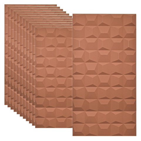 Panouri Decorative Exterior - Set 5 × Panou Decorativ 3D Naimeed D5773 - Design Elegant - 1200×600×25mm - Caramiziu inchis