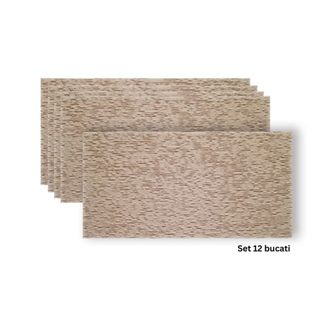 Panouri Decorative Exterior - Set 12 panouri decorative flexibile din praf de piatra D7357, ignifuge, strat ceramic UV, 1200x600x2 mm, Bej piersica