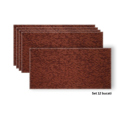 Panouri Decorative Exterior - Set 12 panouri decorative flexibile din praf de piatra D7358, ignifuge, strat ceramic UV, 1200x600x2 mm, Rosu caramiziu