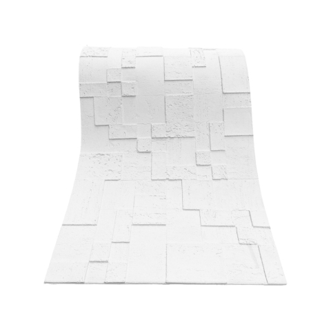 Set 12 panouri decorative flexibile din praf de piatra D7362, ignifuge, strat ceramic UV, 1200x600x2 mm, Alb [3]