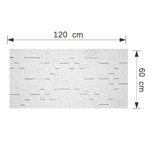 Set 12 panouri decorative flexibile din praf de piatra D7362, ignifuge, strat ceramic UV, 1200x600x2 mm, Alb [4]