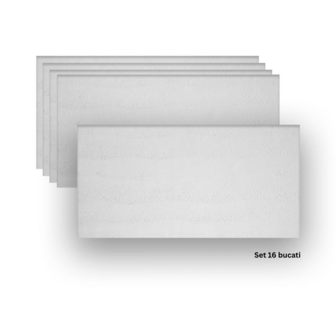 Panouri Decorative Exterior - Set 16 panouri decorative flexibile din praf de piatra D7321, ignifuge, strat ceramic UV, 1200x600x2 mm, Alb