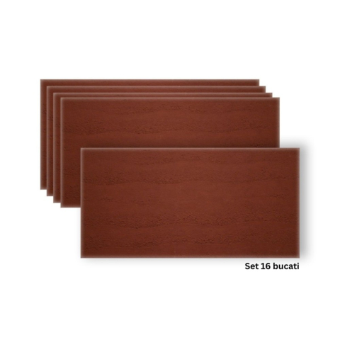 Panouri Decorative Exterior - Set 16 panouri decorative flexibile din praf de piatra D7324, ignifuge, strat ceramic UV, 1200x600x2 mm, Rosu caramiziu