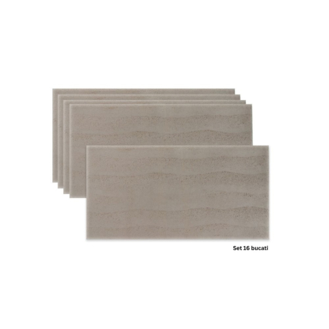 Panouri Decorative Exterior - Set 16 panouri decorative flexibile din praf de piatra D7325, ignifuge, strat ceramic UV, 1200x600x2 mm, Maro deschis