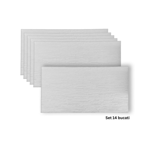 Panouri Decorative Exterior - Set 16 panouri decorative flexibile din praf de piatra D7331, ignifuge, strat ceramic UV, 1200x600x2 mm, Alb