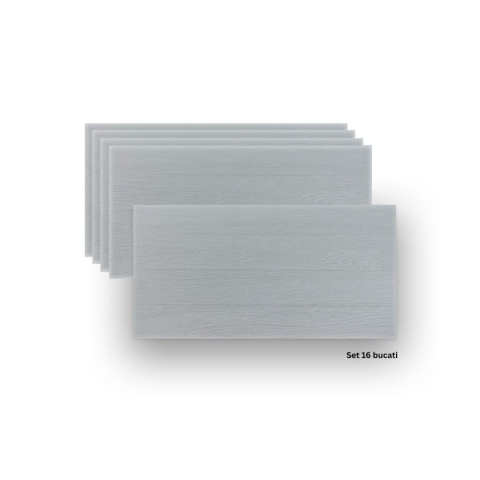 Panouri Decorative Exterior - Set 16 panouri decorative flexibile din praf de piatra D7348, ignifuge, strat ceramic UV, 1200x600x2 mm, Gri pastel