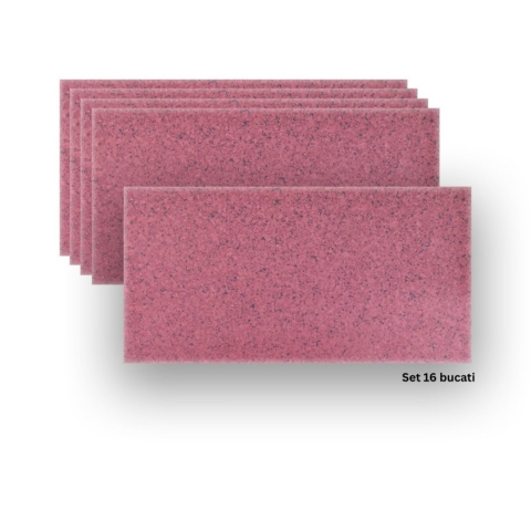 Panouri Decorative Exterior - Set 16 panouri decorative flexibile din praf de piatra D7355, ignifuge, strat ceramic UV, 1200x600x2 mm, Granit Roscat