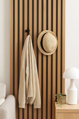 Riflaje Decorative - Set 2 buc - Cuiere metalice Fideli pentru panouri acustice lamelare, Negru