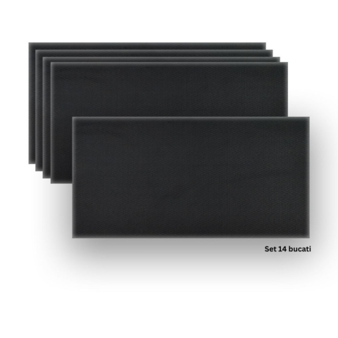 Panouri Decorative Exterior - Set 2 panouri decorative flexibile din praf de piatra D7338, ignifuge, strat ceramic UV, 1200x600x2 mm, Negru