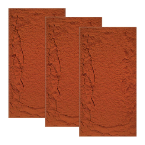 Panouri Decorative Exterior - Set 3 × Panou Decorativ 3D Naimeed D5750 - Design Elegant - 1200×600×50mm - Rosu