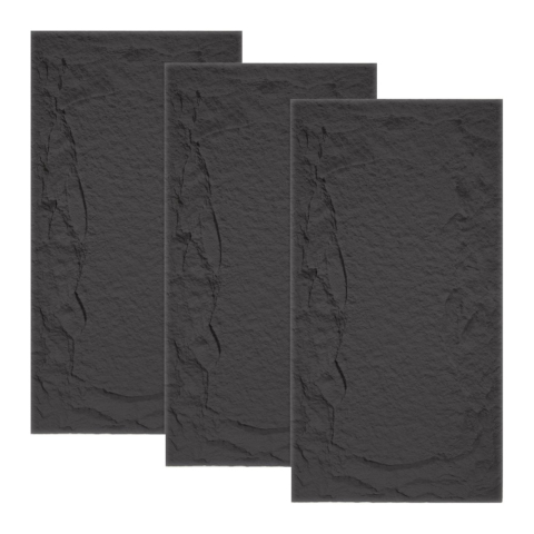 Panouri Decorative Exterior - Set 3 × Panou Decorativ 3D Naimeed D5751 - Design Elegant - 1200×600×50mm - Negru