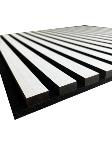 Set 4 buc - Panouri acustice lamelare din MDF pe fetru, Alb, 600 x 600 x 21 mm/bucată, total 1,44 m² [6]