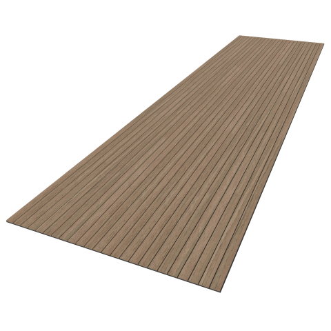 Set 4 buc - Panouri acustice lamelare flexibile din MDF pe fetru, Nuc, 2400 x 600 x 8 mm/bucată, total 5,76 m² [9]