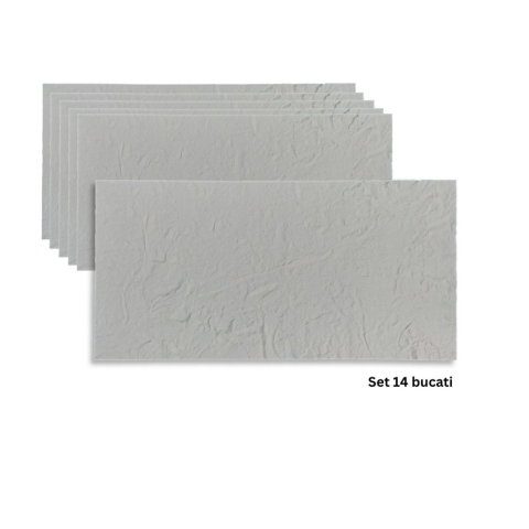 Panouri Decorative Exterior - Set 4 panouri decorative flexibile din praf de piatra D7316, ignifuge, strat ceramic UV, 1200x600x2 mm, Alb