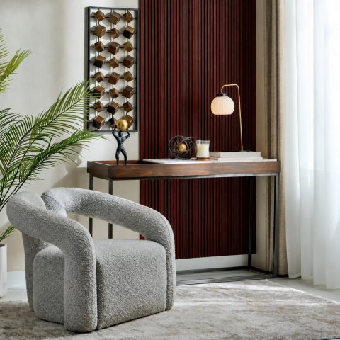 Panouri Lamelare WPC - Set 5 buc - Panouri decorative lamelare WPC, cu 6 caneluri, D6222, Maro Rubin, 2600 x 170 x 18 mm/bucată, total 2,21 m²