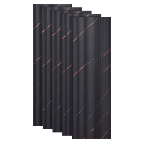 Panouri Decorative - Set 5 panouri decorative, lamelar, polimer rigid, D5464, 270x30x0.5cm, Negru