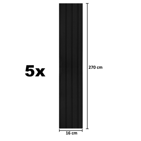 Set 5 panouri decorative, lamelar, polimer rigid, D5470, 270x16x1cm, Negru [4]