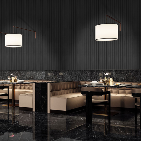 Set 5 panouri decorative, lamelar, polimer rigid, D5470, 270x16x1cm, Negru [2]