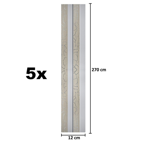 Set 5 panouri decorative, lamelar, polimer rigid, D5474, 270x12x2cm, Alb [4]