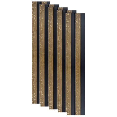 Panouri Decorative - Set 5 panouri decorative, lamelar, polimer rigid, D5477, 270x12x2cm, Maro