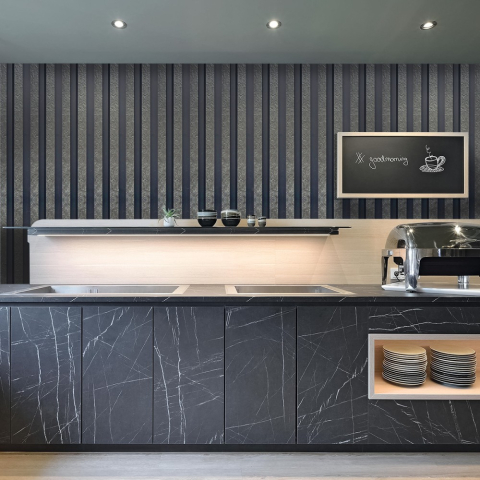Set 5 panouri decorative, lamelar, polimer rigid, D5478, 270x12x2cm, Negru [2]