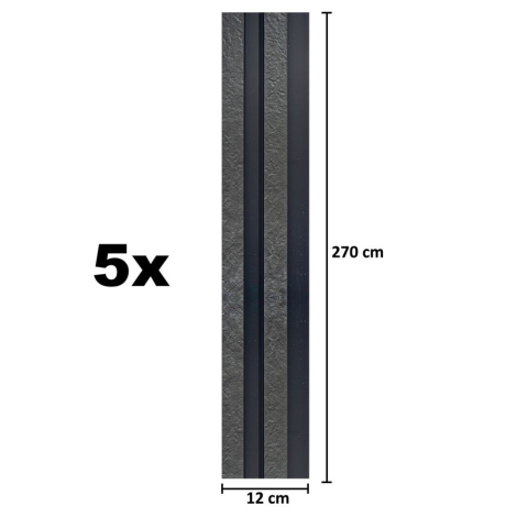 Set 5 panouri decorative, lamelar, polimer rigid, D5478, 270x12x2cm, Negru [4]
