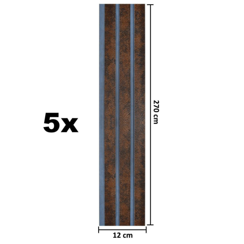 Set 5 panouri decorative, lamelar, polimer rigid, D5480, 270x12x1cm, Maro/Albastru [4]