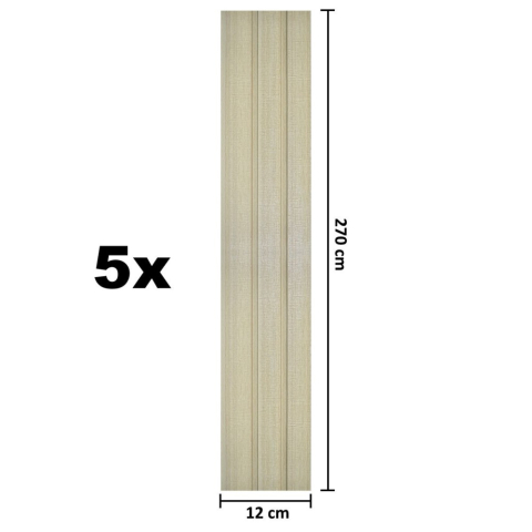 Set 5 panouri decorative, lamelar, polimer rigid, D5482, 270x12x1cm, Crem deschis [4]