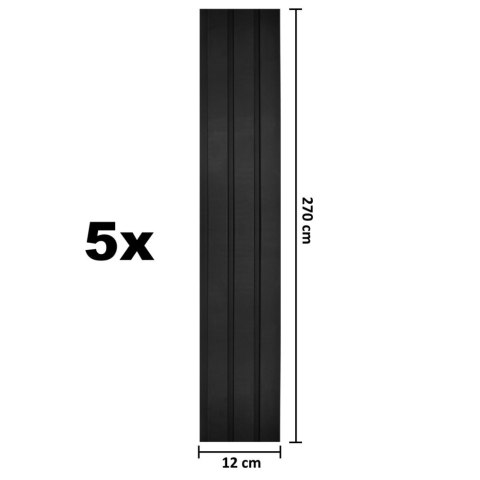 Set 5 panouri decorative, lamelar, polimer rigid, D5483, 270x12x1cm, Negru [4]
